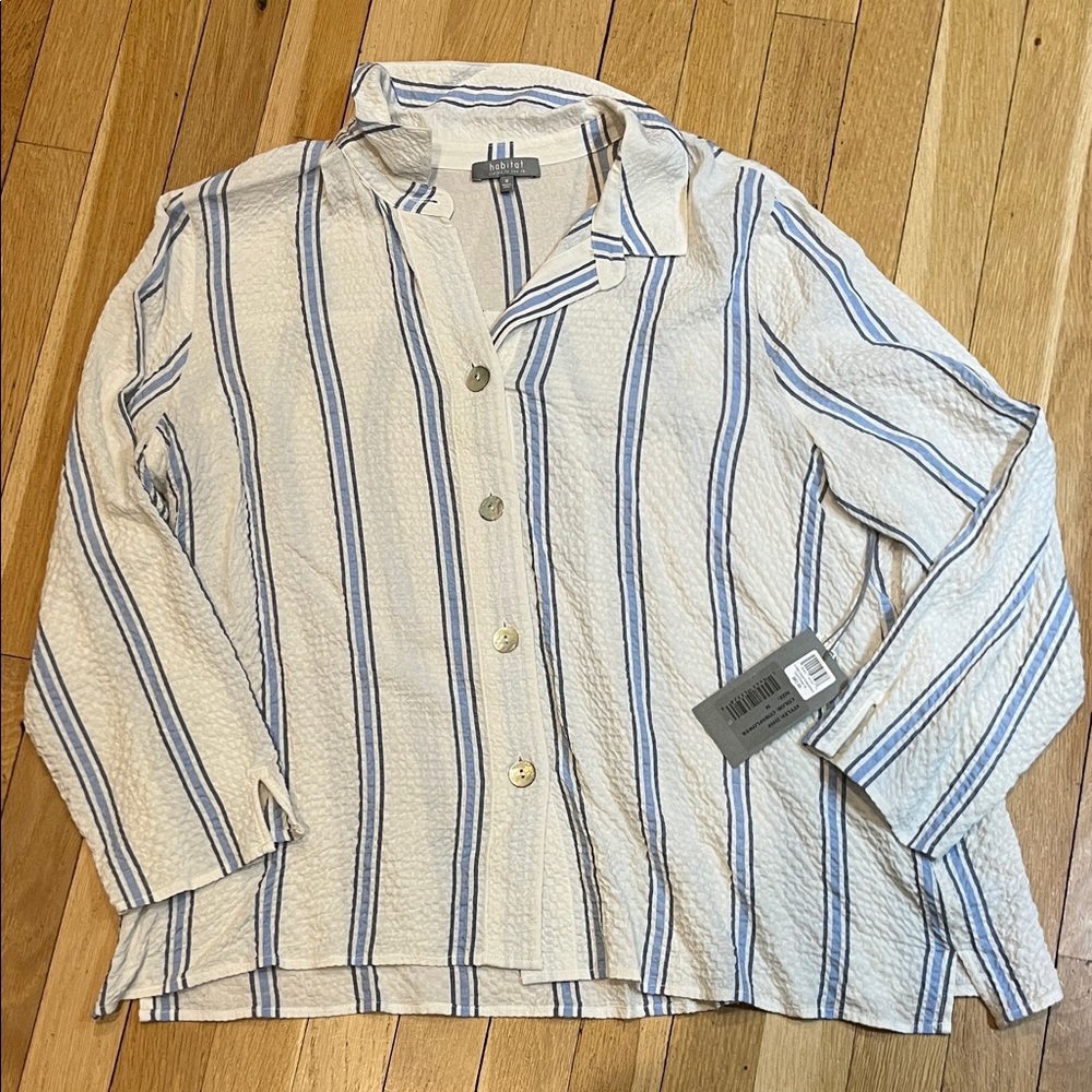 Habitat Striped Button-Up Shirt m NWT